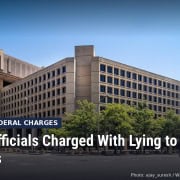 Fostoria News: FBI headquarters building in Washington, with headline: Ex-FBI Officials Charged With Lying to Congress